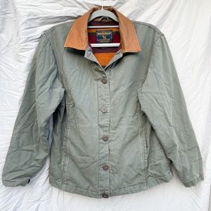 Woolrich Green Cotton & Leather Duck Chore Jacket